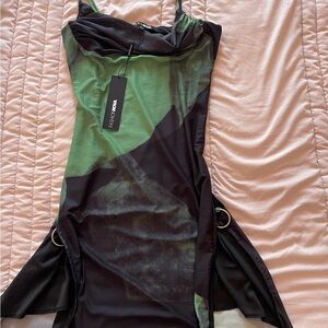 Fashion Nova Black and Green Mini Dress